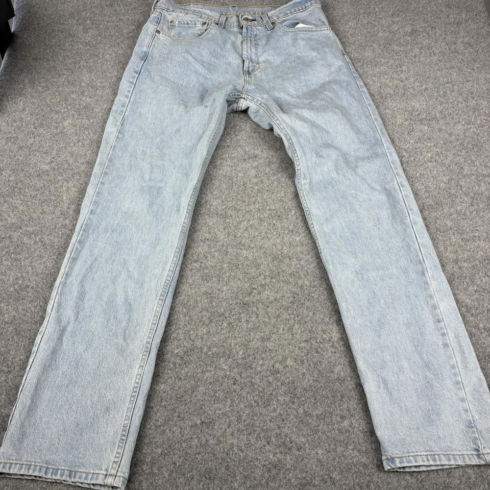 Levi's 505 Jeans Mens 34x34 Light Wash Straight Leg Faded Blue Denim‎ Classic